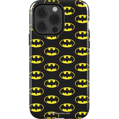 DC Comics Batman Logo All Over Print iPhone 15 Pro Impact Case